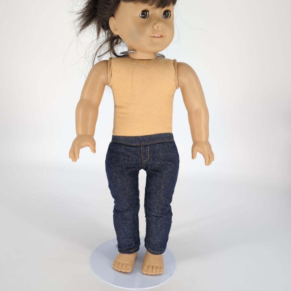 Unbranded Dark Blue Denim Look Doll Jeggings Skinny Jeans for 18" Dolls - GUC